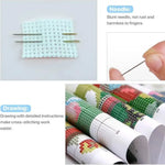 kit broderie motifs floraux géométriques fils coton instructions aiguille plié toile coton colorée loisirs