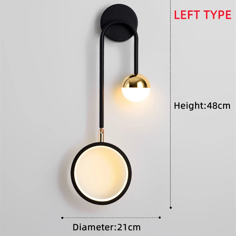 lampe murale moderne noir or blanc minimaliste éclairage cuisine chambre coucher salle manger entrée