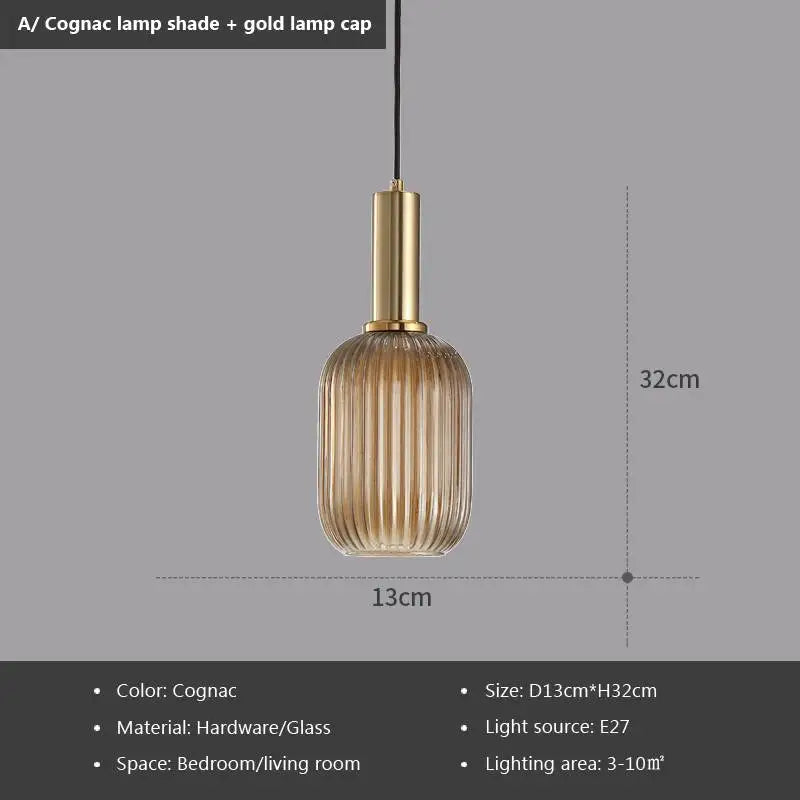 Suspension lumineuse moderne vert gris doré rayures verticales opaques câble noir E27