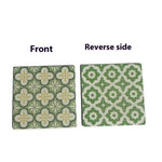 carreaux sol mur résine bleu blanc vert beige géométrique moderne triangles fleurs