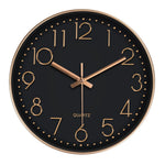 horloge murale moderne quartz aiguille cadran blanc cadre doré numeros 3d relief 10 12