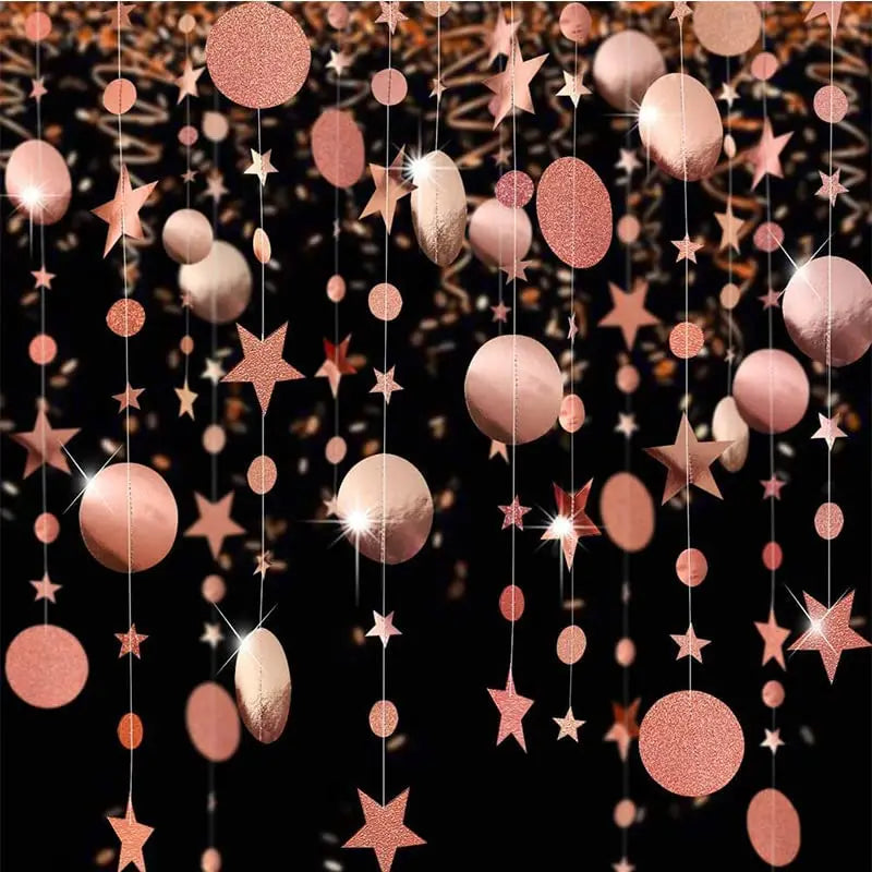 guirlande or argent étoiles paillettes festives moderne anniversaire mariage deco chambre fil suspension disco