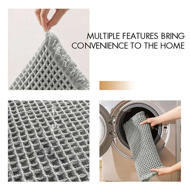 tapis bain moderne gris clair maille géométrique adhésif 43x61cm absorbant antidérapant franges salon