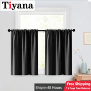 Rideau noir occultant moderne pour fenêtre, panneau unique en polyester coton, installation au plafond
