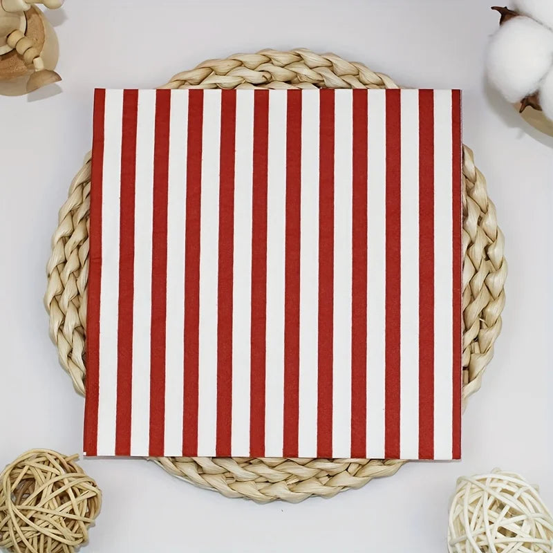 serviettes papier rayures rouges festives dimensions 33x13cm classique usage maison restaurantpaquelettes 20 40 60