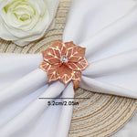 anneaux serviette fleur stylisée doré rose doré argenté élégants décoratifs ajustables table événement