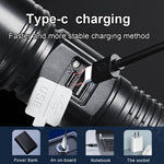 lampe torche led rechargeable usb zoom intense résistance chocs banque alimentation affichage oled noir