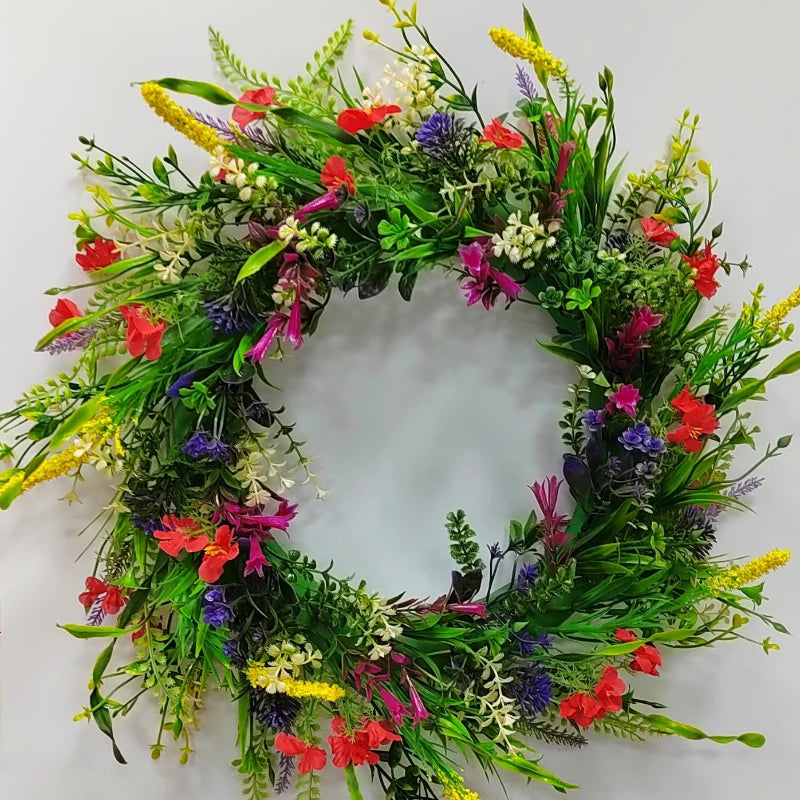 couronne fleurs artificielles diverses couleurs naturelle decoration maison intérieure printemps été pastoral