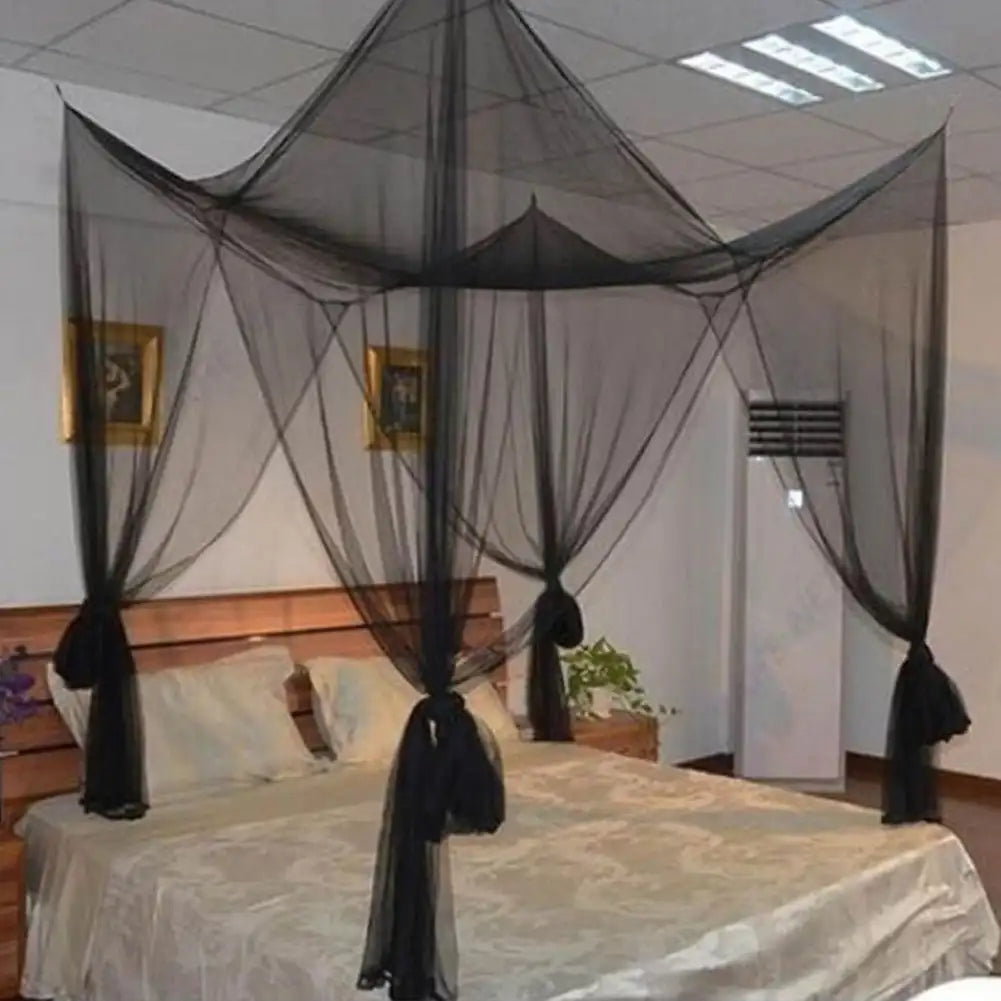 moustiquaire lit quatre portes tissu coton polyester traité insecticide noir blanc romantique bohème exotique