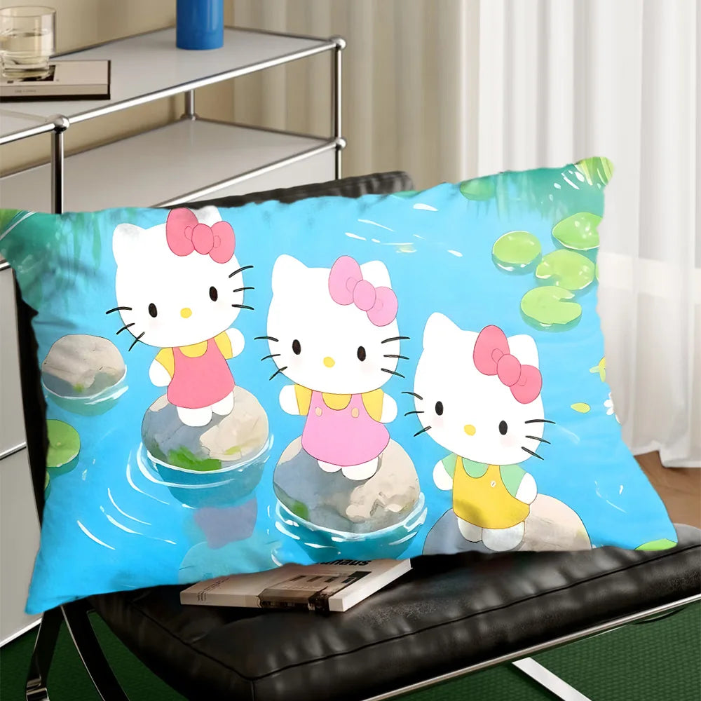 coussins décoratifs imprimés hello kitty bleu blanc rose vert jaune polyester cartoon salon lit