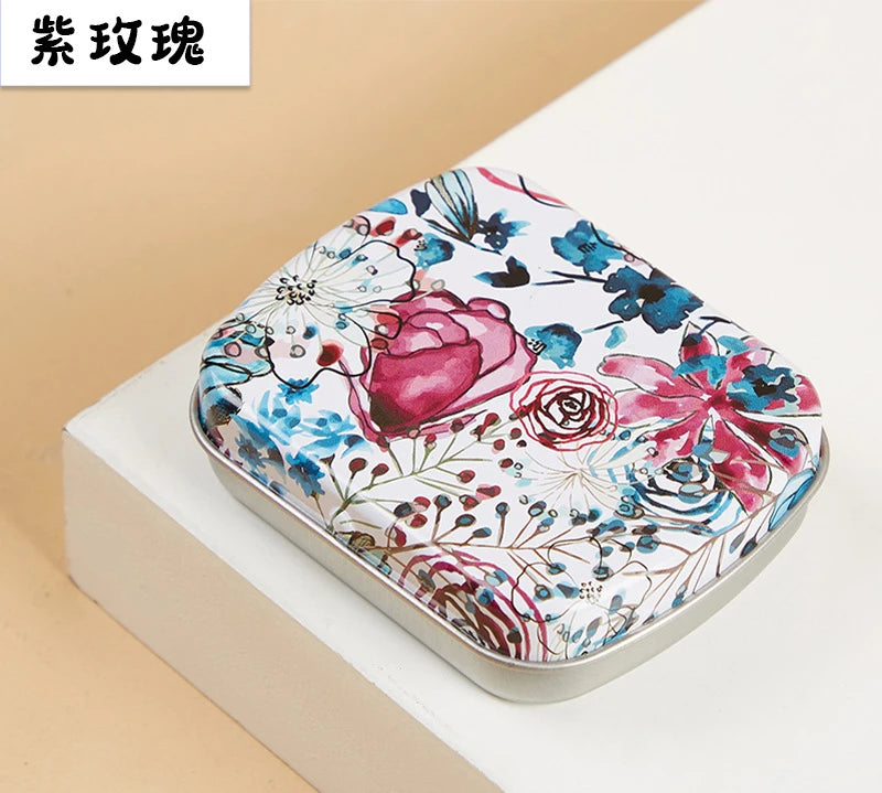 boîtes métal réutilisables fleurs motifs vintage noir blanc bleu rose vintage organisateur maison