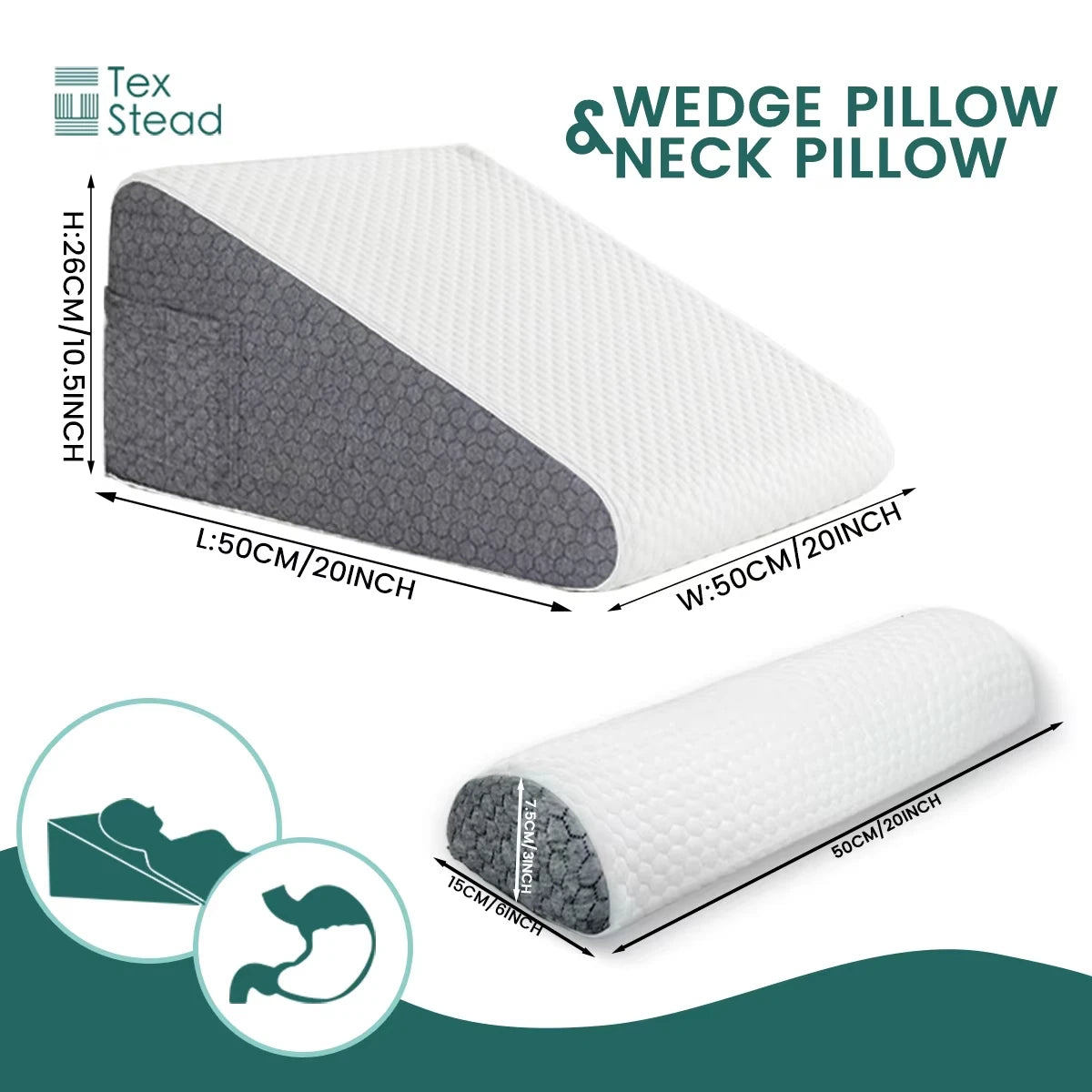 coussin cervical mousse mémoire forme coussin coin texturé polyester blanc gris contemporain