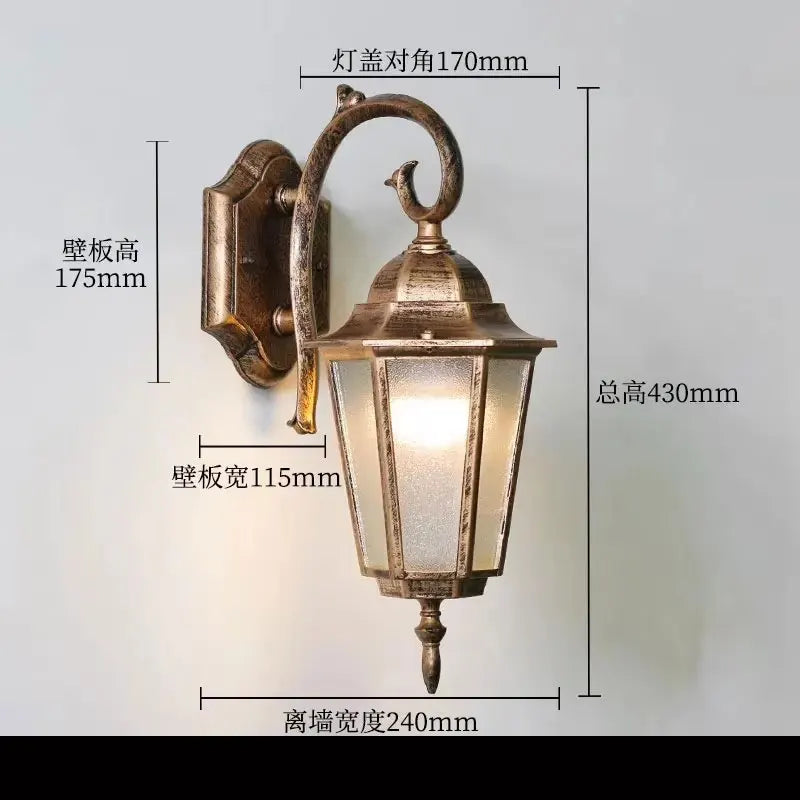 lampe murale classique vintage métal doré antique fixations extérieure intérieure