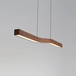 lampe suspendue bois foncé texture naturelle moderne câble suspendu lumiere intérieure luxueux réglable 120cm