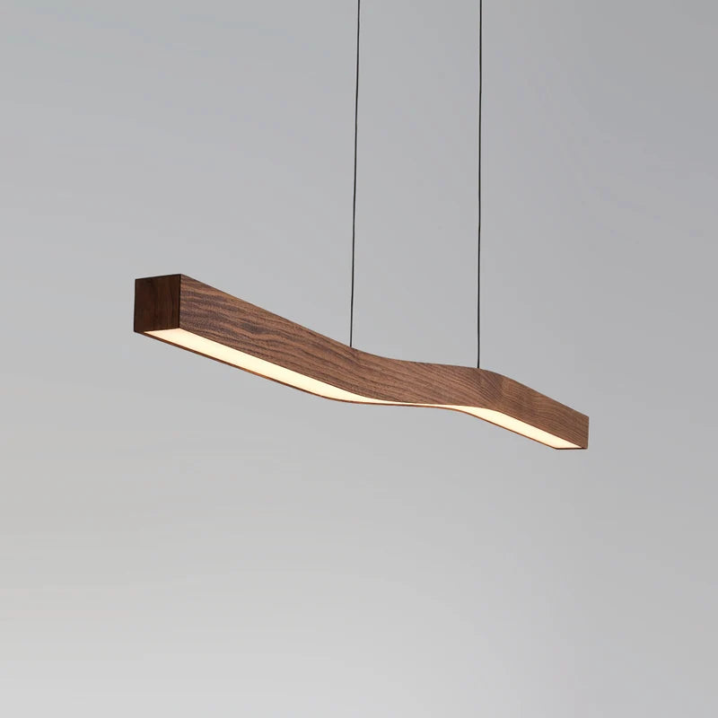 lampe suspendue bois foncé texture naturelle moderne câble suspendu lumiere intérieure luxueux réglable 120cm