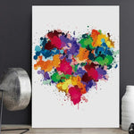 tableau decoratif abstrait moderne multicolore motif coeur sans cadre decoration salon