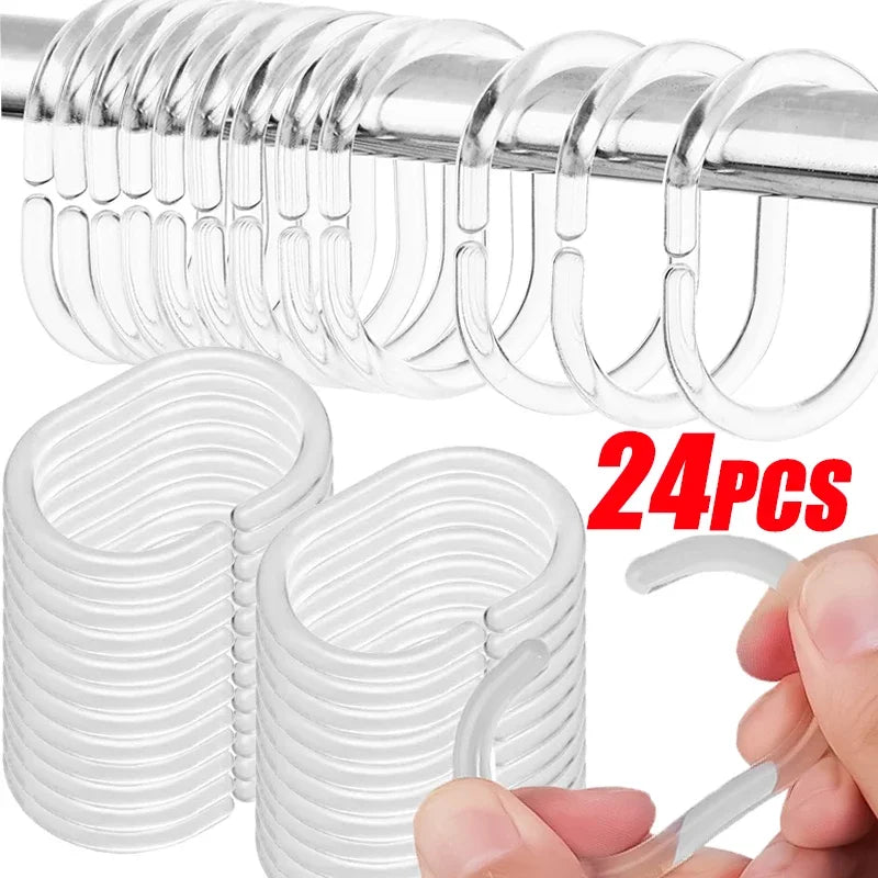 anneaux rideau douche transparent adhésifs accessoires salle bains modernes plastique