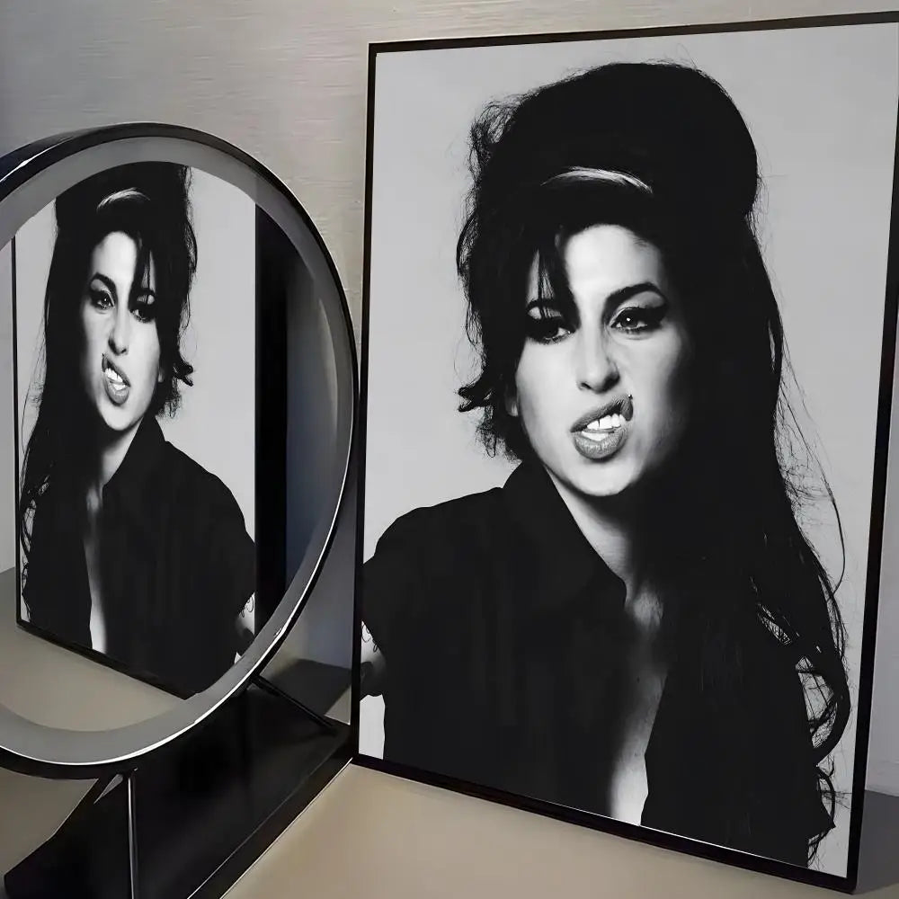 affiches aamy winehouse noir blanc cadres muraux decoration classique facile chambre college moderne pvc