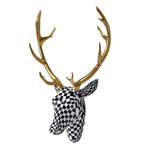 décoration murale tête cerf or blanc noir mosaïque moderne résine fixations murales deco animalier