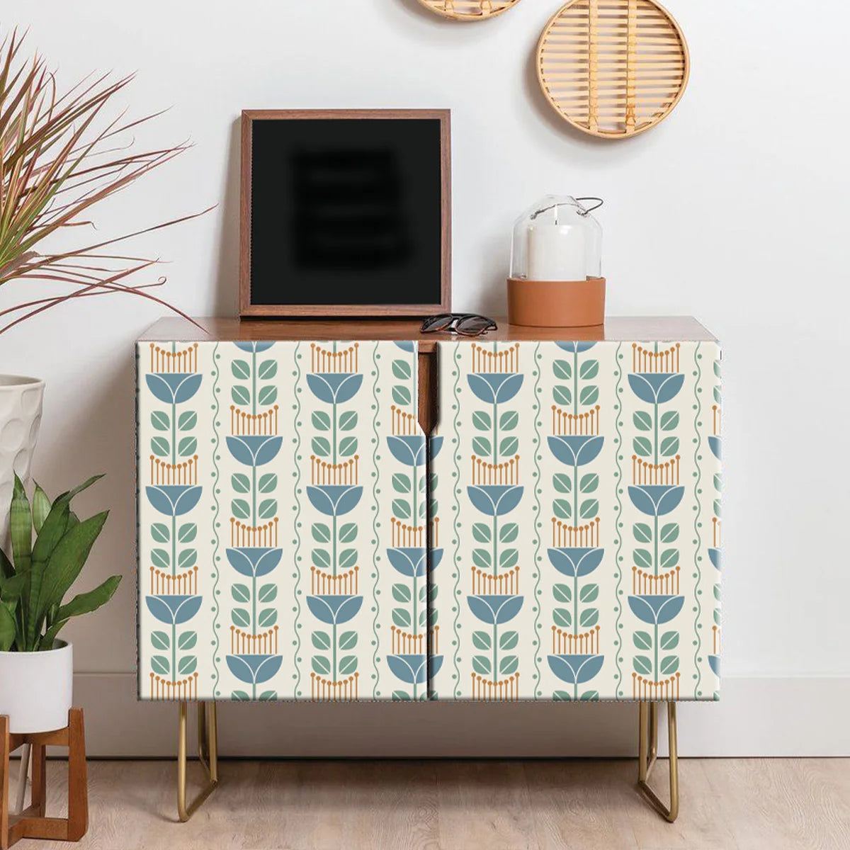 papier peint vinyle fleurs stylisées moderne salon chambre enfant opaque