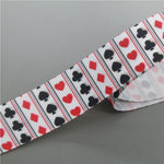 ruban gros grain motif cartes poker blanc rouge noir couture artisanat décoration