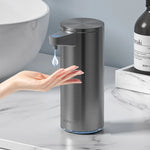 distributeur savon automatique gris métallisé lisse moderne minimaliste mousse liquide