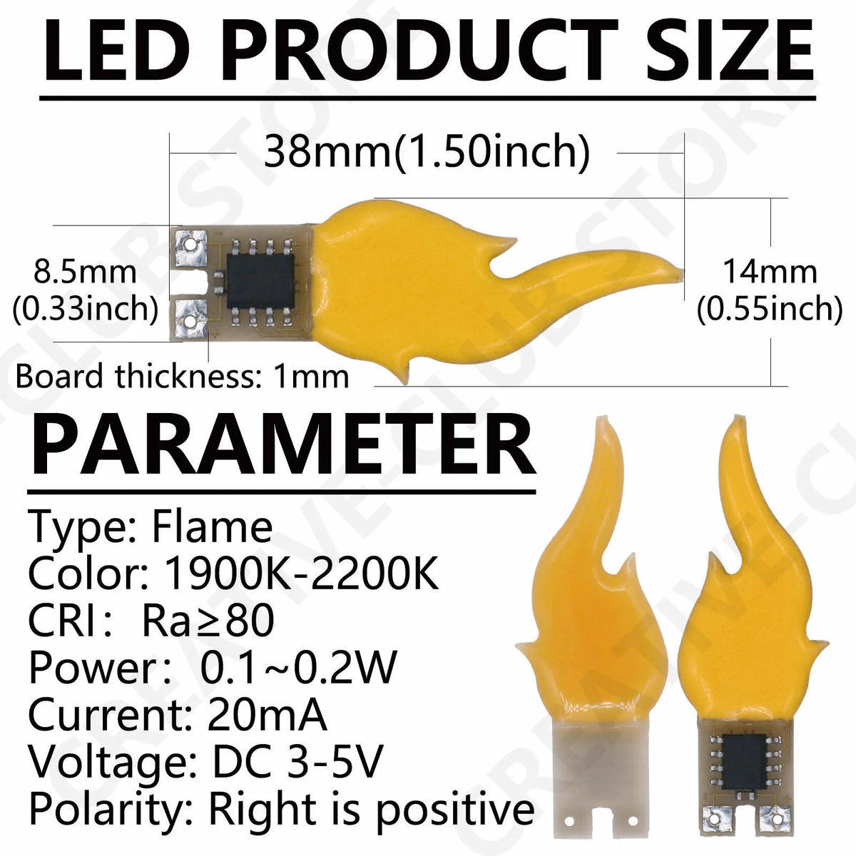 lampe poche led flamme orange moderne câbles noirs rouges 38x14mm torche ampoule bougie kerosene