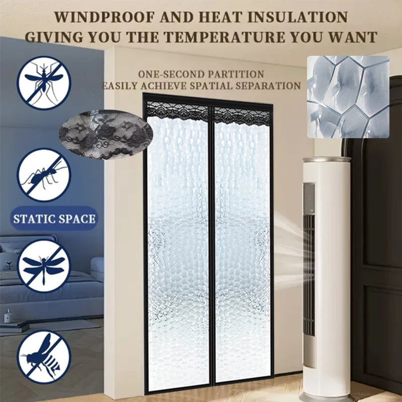 rideau porte blanc translucide texture gouttes d'eau moderne isolation thermique anti fumée hiver