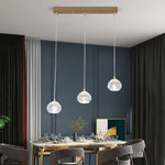 Suspension moderne boule cristal or transparent led plafonnier chambre salon étude