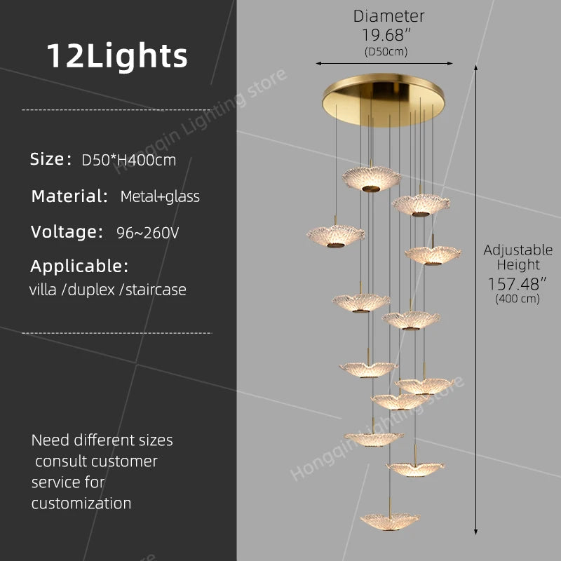 Suspension lumineuse contemporaine 15 lumières blanc doré D60 4000k 3000k 6000k