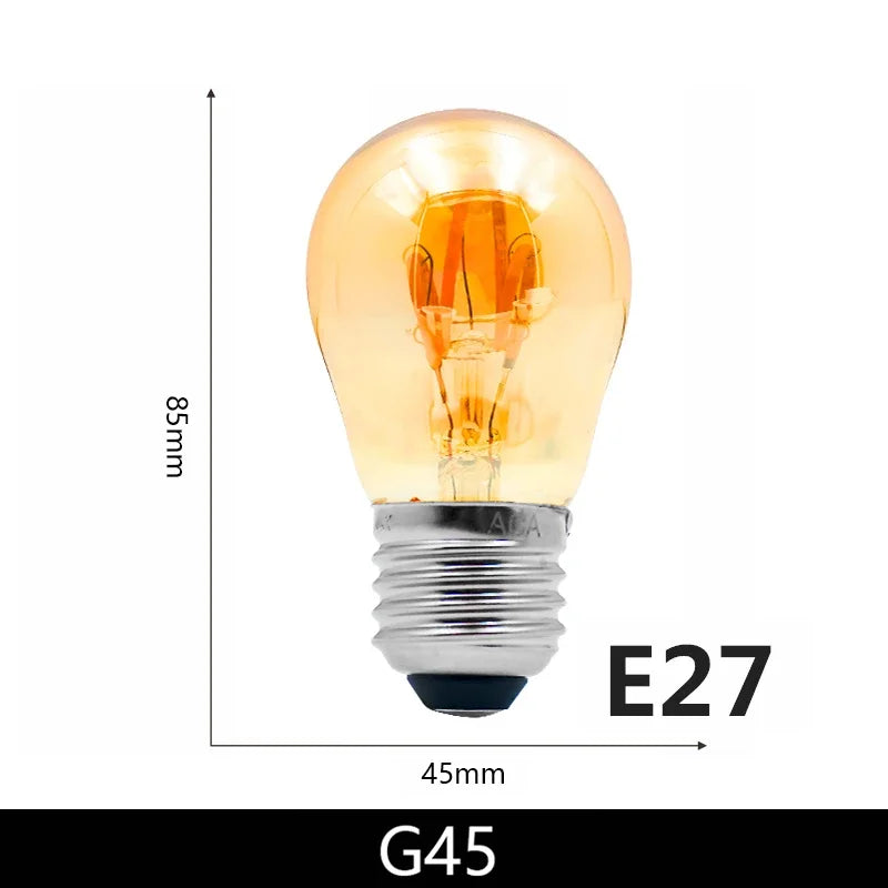 ampoule led filament spiralée vintage or e14 4w 220v g125 g95 t225 a60