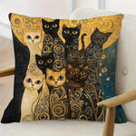 housse coussin moderne motif abstrait spirales dorées polyester peachskin 45x45cm imprimé