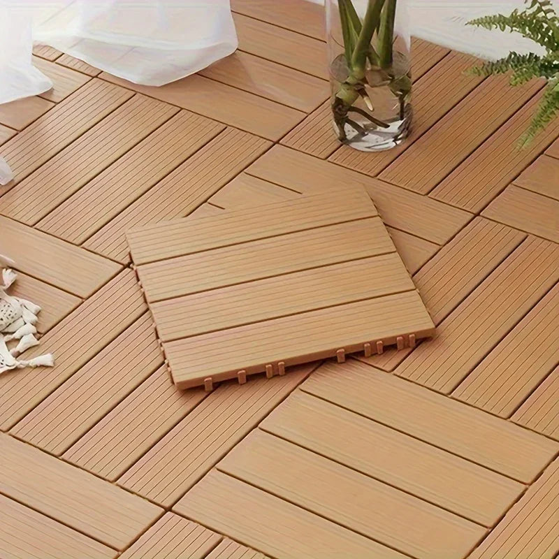 sol modulaire plaque rayées marron gris moderne extérieur balcon terrasse jardin