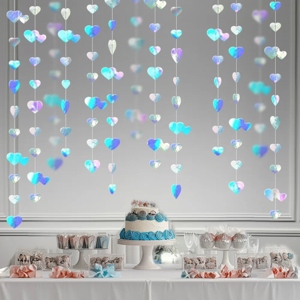guirlande suspendue coeurs brillants mariage saint valentin rose rouge or blanc festive