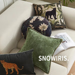 housses coussin imprimées jungle animaux vert noir moderne canapé chaise voiture décoration