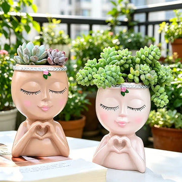 pots plantes succulentes deco maison rose clair succulentes zen artistique mains coeur visage fleuri