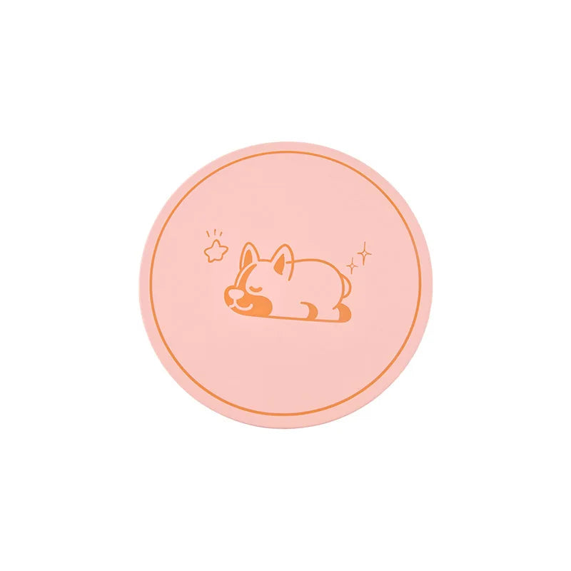 tapis isolant thermique silicone vert violet rose clair motif chien géométrique moderne respectueux environnement