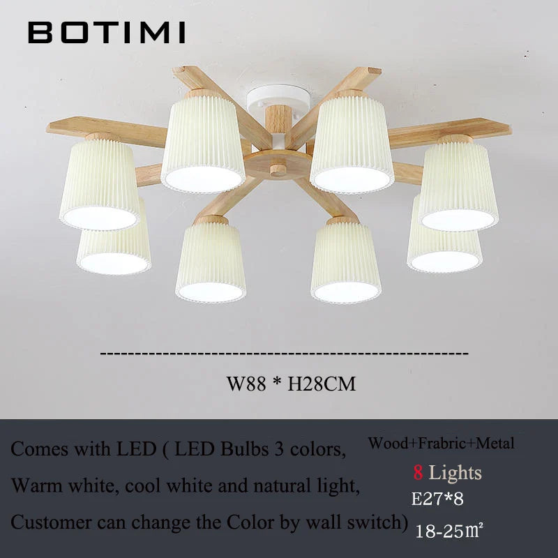 plafonnier led bois abat jour plissé moderne minimaliste chambre salon sourceMapping: