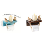 porte papier toilette bois vieilli rustique marins bohème etagere murale turquoise marron fonce