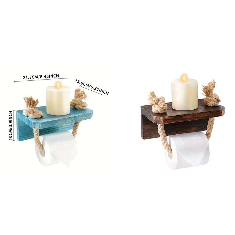 porte papier toilette bois vieilli rustique marins bohème etagere murale turquoise marron fonce