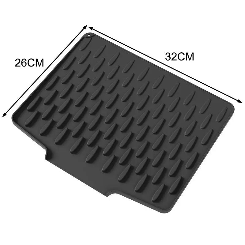 tapis cuisine silicone gris surface rugueuse drainage rapide antidérapant moderne incliné résistant chaleur