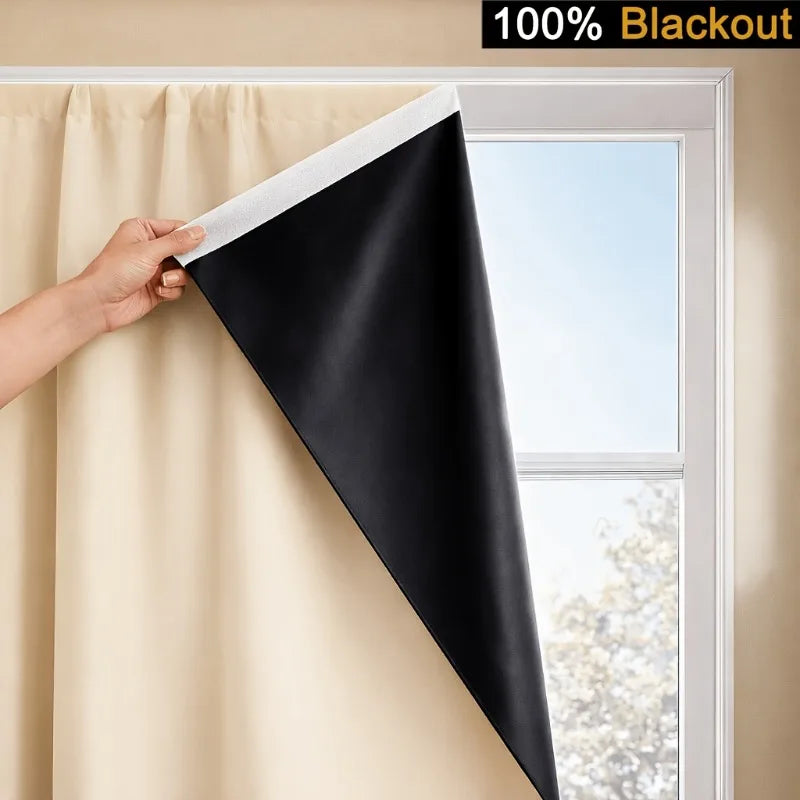 rideau occultant polyester texturé moderne adhésif opaque beige gris noir chambre coucher