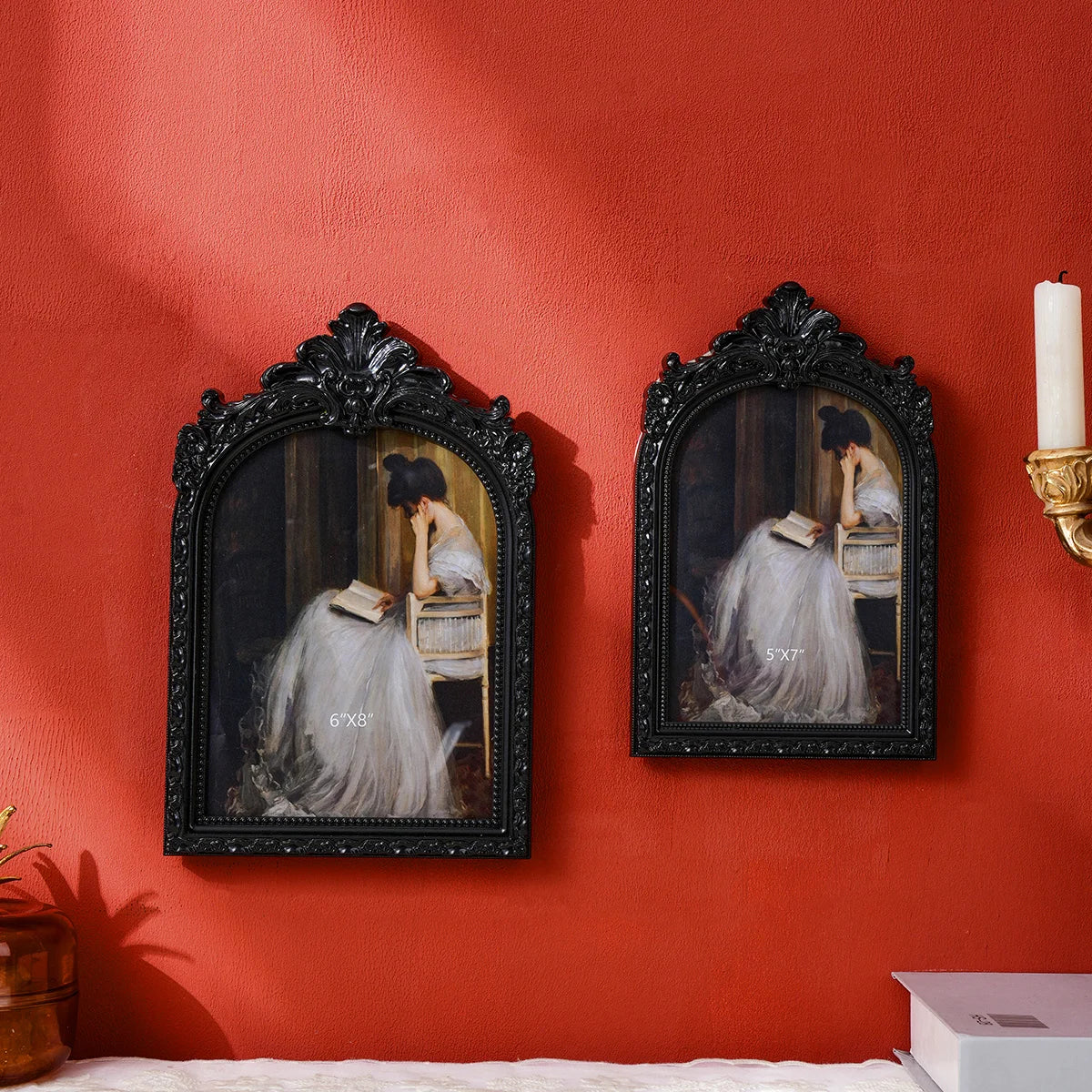 cadre photo vintage noir blanc orné résine baroque décoration photo moderne