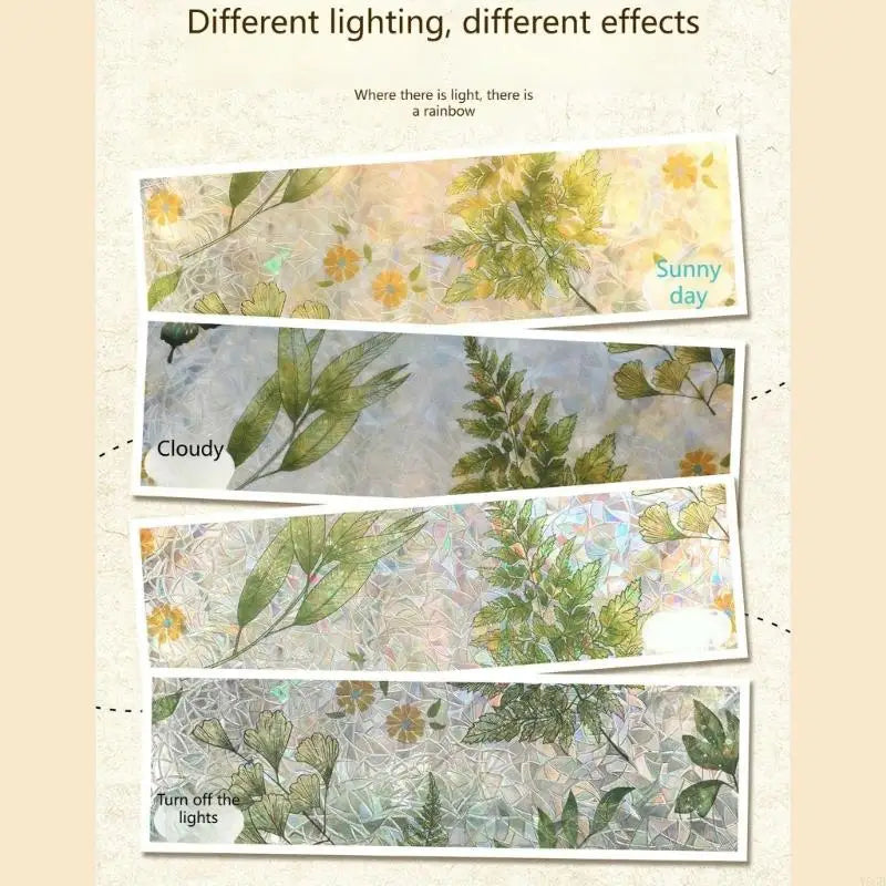 film décoratif fenêtre fleurs feuilles papillons moderne vert blanc jaune marron opacité adhésif