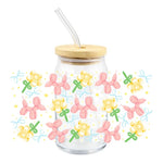 tasse verre couvercle bois ballons animaux fleurs halloween goess spooky transparent unique