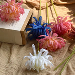 fleurs artificielles chrysanthèmes soie rouge rose bleu blanc jaune décoration intérieure mariage anniversaire minimaliste