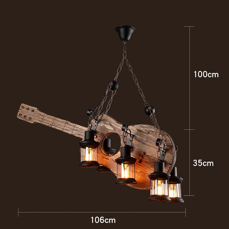 suspension lumineuse bois naturel ampoule filament industriel rustique verre translucide