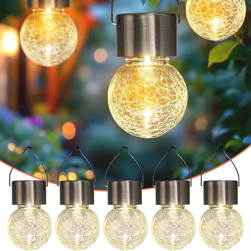 guirlande lumineuse solaire verre craquelé moderne multicolore extérieur décoration noël jardin