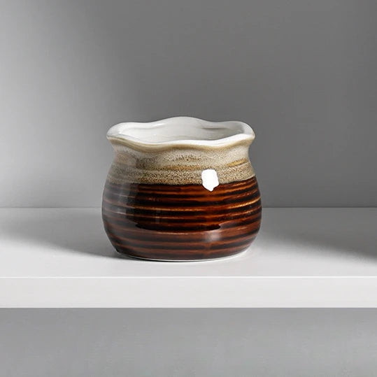pots ceramique maincite rayes horizontales moderne marron vert bleu jaune