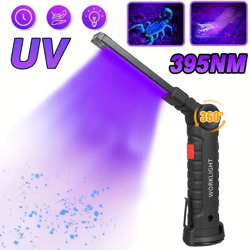 lampe torche uv led rechargeable aimant noir texturé pratique robuste
